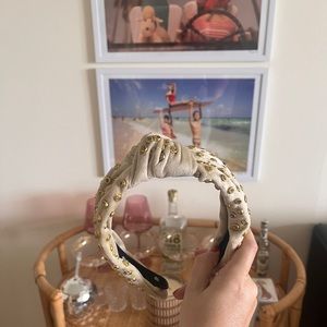 lele sadoughi crystal ivory and gold headband